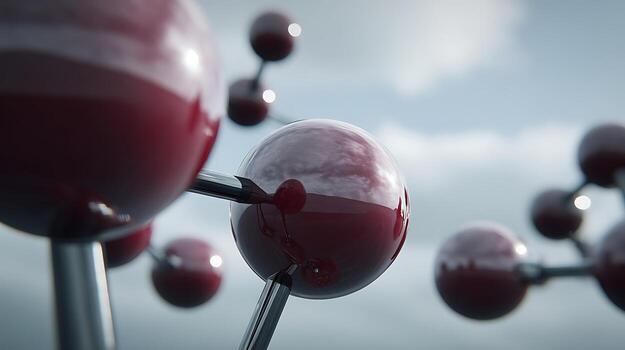 Abstract Molecule Structure Emerging from a Cloudy Sky photo