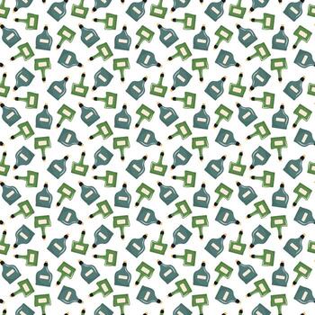 Seamless pattern charming miniature bottles perfect for fabric, paper, backgrounds. vector