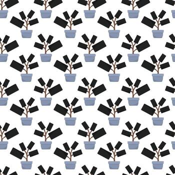 Digital detox seamless pattern for tech free backgrounds with potted smartphones as symbolic plants vector