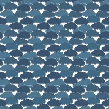 Seamless pattern of stylized dark clouds for a moody or stormy background. vector