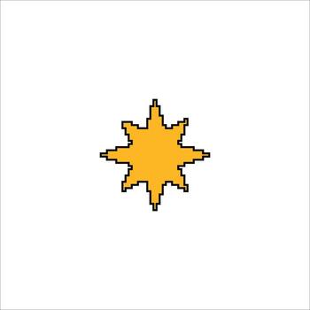 Geometric yellow starburst Retro 8bit game style Xmas icon isolated on white background vector