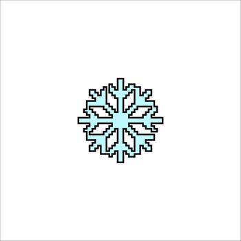 Pixelated blue snowflake Retro 8bit game style Xmas icon isolated on white background vector