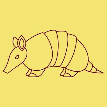 armadillo contorno con segmentario cáscara en amarillo vector