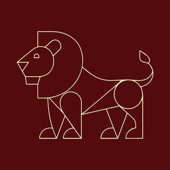 Geometric outline of a lion on a maroon background vector