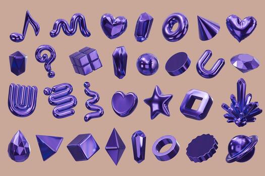 decoración geometría conjunto púrpura elemento para diseño paquete aislado antecedentes 3d representación foto