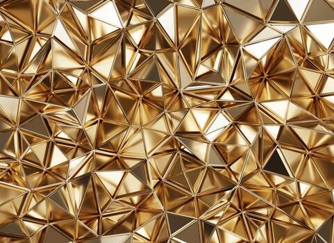 Abstract Gold Mesh polygon texture background 3d rendering photo