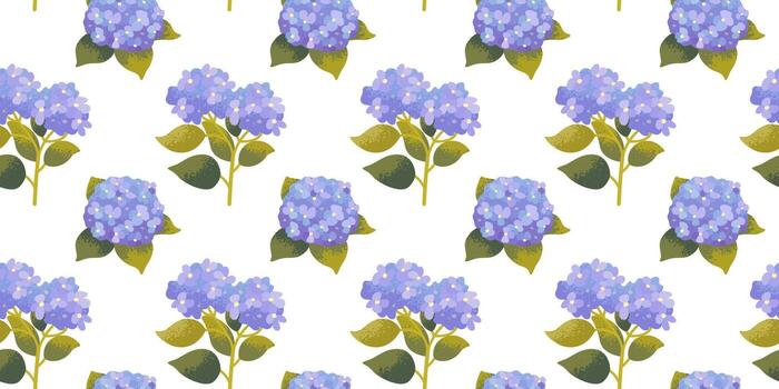 sin costura floral modelo con azul hortensia ramas en blanco antecedentes. botánico patrón, tela muestra de tela vector