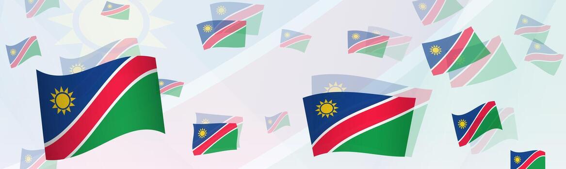 Namibia flag-themed abstract design on a banner. Abstract background design with National flags. vector