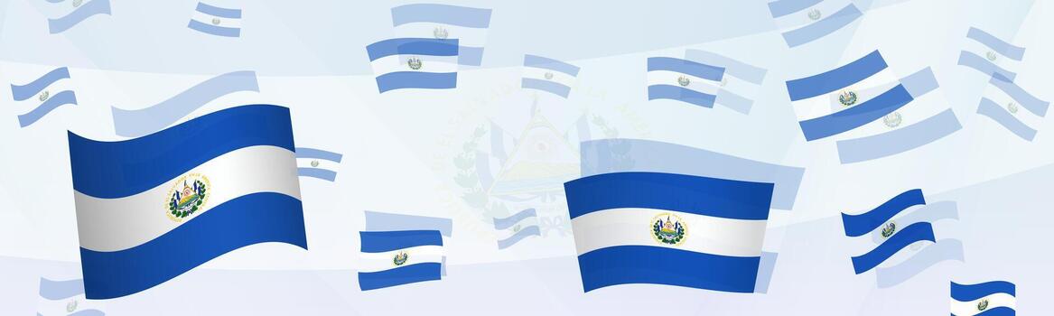 El Salvador flag-themed abstract design on a banner. Abstract background design with National flags. vector
