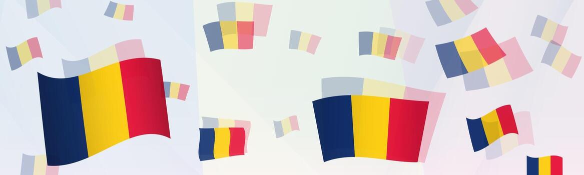 Chad flag-themed abstract design on a banner. Abstract background design with National flags. vector