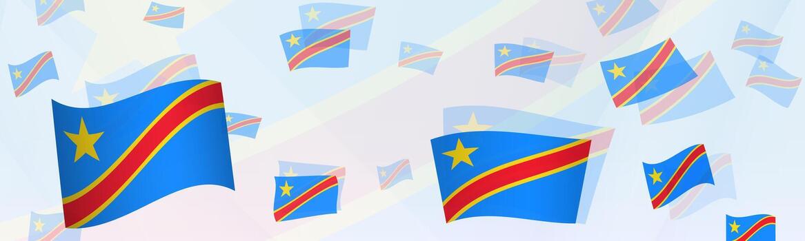 DR Congo flag-themed abstract design on a banner. Abstract background design with National flags. vector