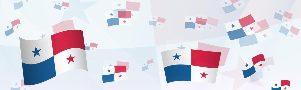 Panama flag-themed abstract design on a banner. Abstract background design with National flags. vector