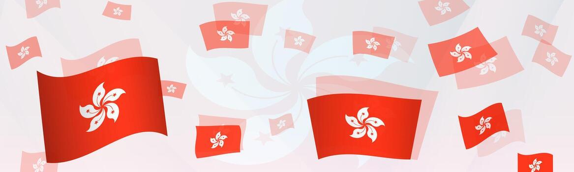 Hong Kong flag-themed abstract design on a banner. Abstract background design with National flags. vector