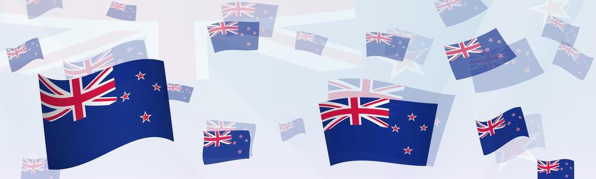 New Zealand flag-themed abstract design on a banner. Abstract background design with National flags. vector