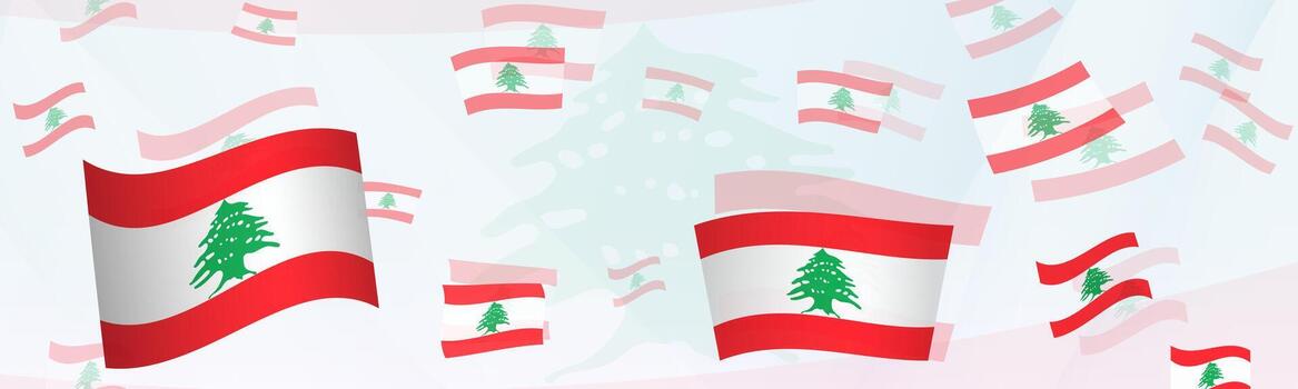 Lebanon flag-themed abstract design on a banner. Abstract background design with National flags. vector