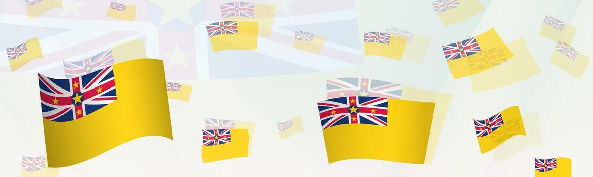 Niue flag-themed abstract design on a banner. Abstract background design with National flags. vector