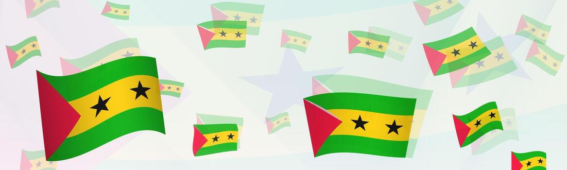 Sao Tome and Principe flag-themed abstract design on a banner. Abstract background design with National flags. vector