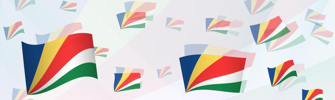 Seychelles flag-themed abstract design on a banner. Abstract background design with National flags. vector