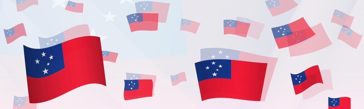Samoa flag-themed abstract design on a banner. Abstract background design with National flags. vector