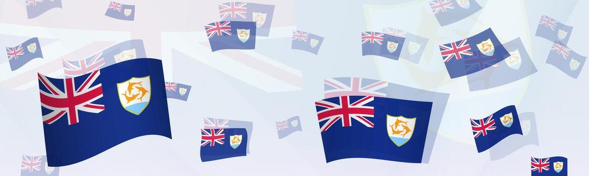 Anguilla flag-themed abstract design on a banner. Abstract background design with National flags. vector