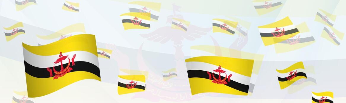 Brunei flag-themed abstract design on a banner. Abstract background design with National flags. vector