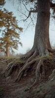 Gnarled roots of ancient tree anchor wisdom, whispering tales of Toberfest and Earth Days grounding embrace photo