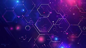 resumen geométrico antecedentes con hexagonal formas y brillante neón luces video