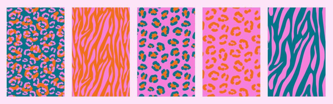 Leopard, Cheetah, Zebra, wild animals print, seamless pattern design. Leopards skin pattern textile design vector