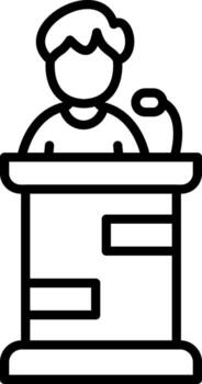 conferencia podio limpiar línea iconografía activo vector