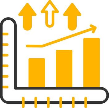 Increasing Bar Graph Growth Line Two Color vector