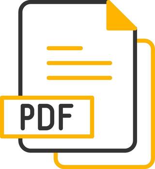 pdf documento archivo línea dos color vector