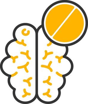 Brain Not Working Line Two Color vector