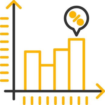 porcentaje valor gráfico línea dos color vector