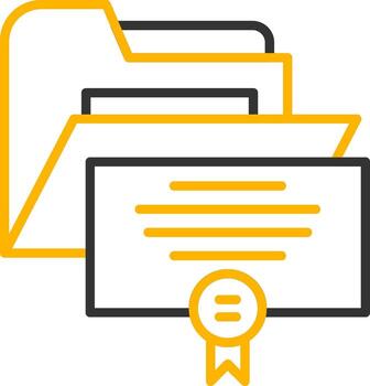 verificado certificado archivo línea dos color vector