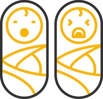 Identical Twins Babies Line Two Color vector