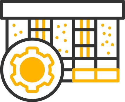 edificio construcción proceso línea dos color vector