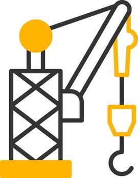 Tall Tower Crane Machine Line Two Color vector