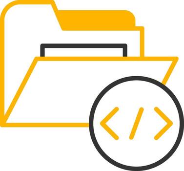 código fuente carpeta línea dos color vector