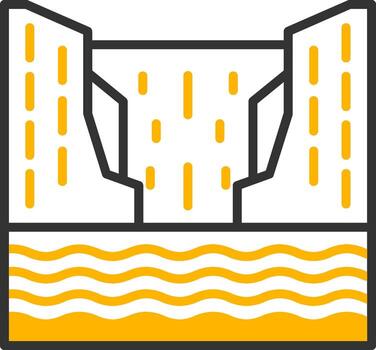 Majestic Tall Waterfall Cascade Line Two Color vector