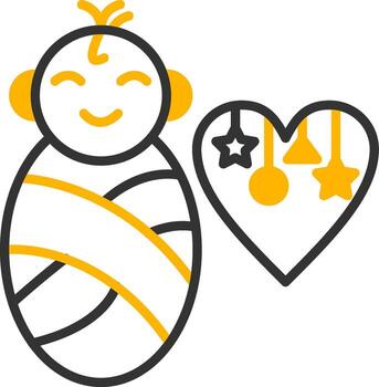 Smiling Baby Face Line Two Color vector