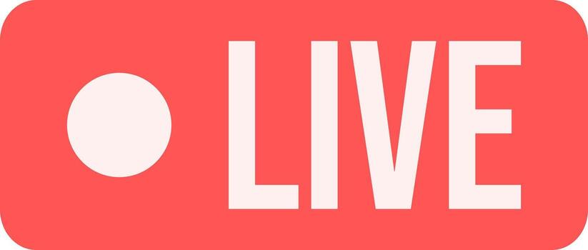 Live Streaming Banner Button. Red Rectangular Broadcast Label for Social Media Interface. vector
