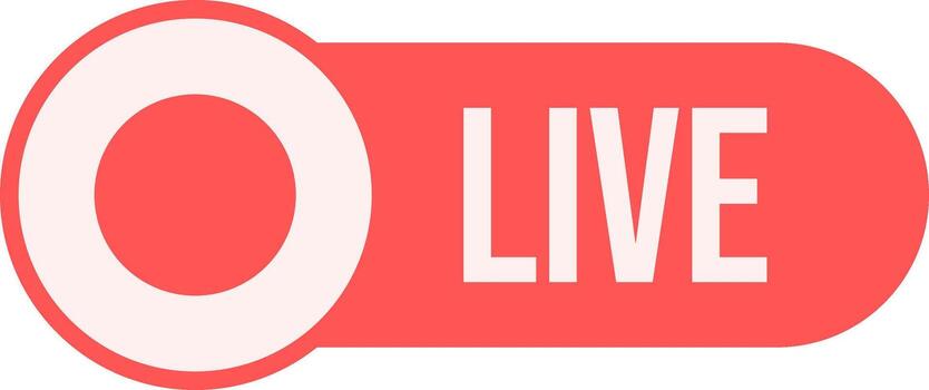 Live Streaming Button with Recording Dot. Red Broadcast Icon for Social Media. vector