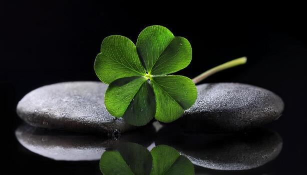 Serene Clover Leaf on Smooth Stones photo