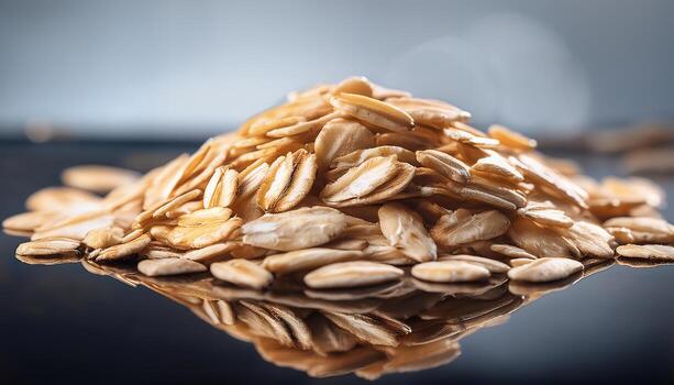 Rolled Oats Macro Photography A Detailed Look at the Texture and Color of Oats photo