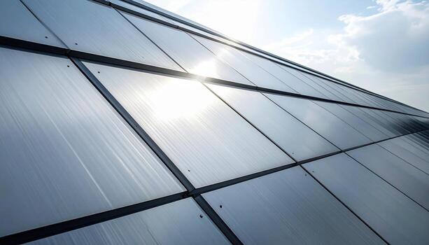 Aluminum cladding sheets subtle seams neutral wallpaper background representing modern architecture detail suitable for minimal industrial design photo