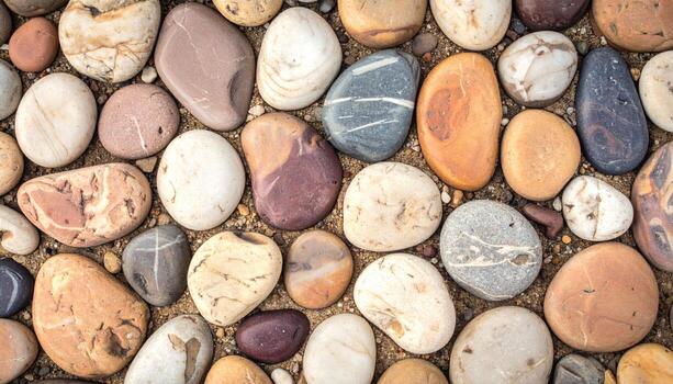Close texture desert pavement pebble mosaic desaturated tones wallpaper background representing geology surface detail suitable for natural earthy design photo