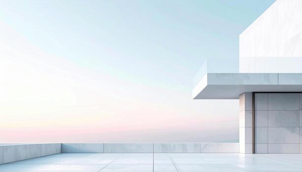 Minimal balcony edge against pale sky negative space wallpaper background representing architectural line detail suitable for modern design photo