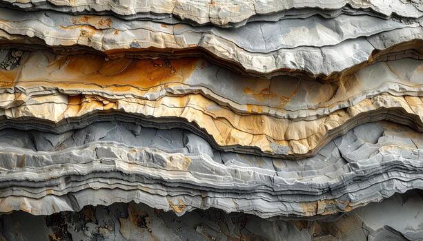 Realistic varved clay seasonal banding taupe gray broad top area wallpaper background representing sedimentary layering suitable for geology design photo