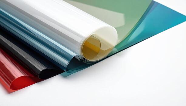 Colored window film overlap creating gentle chroma bands clean copy zone wallpaper background representing translucent glass effect suitable for modern graphic design photo