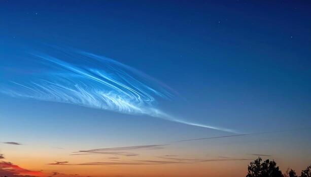 Twilight sky with faint noctilucent cloud band near horizon smooth gradient wallpaper background representing atmospheric scene suitable for calm sky design photo